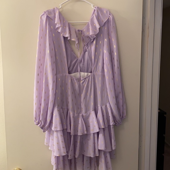 Purple and gold sparkle ruffle dress - Picture 2 of 4
